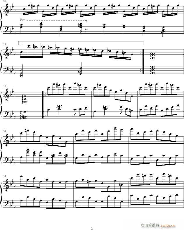 逆向的C小调 忧郁 呵呵(钢琴谱)3