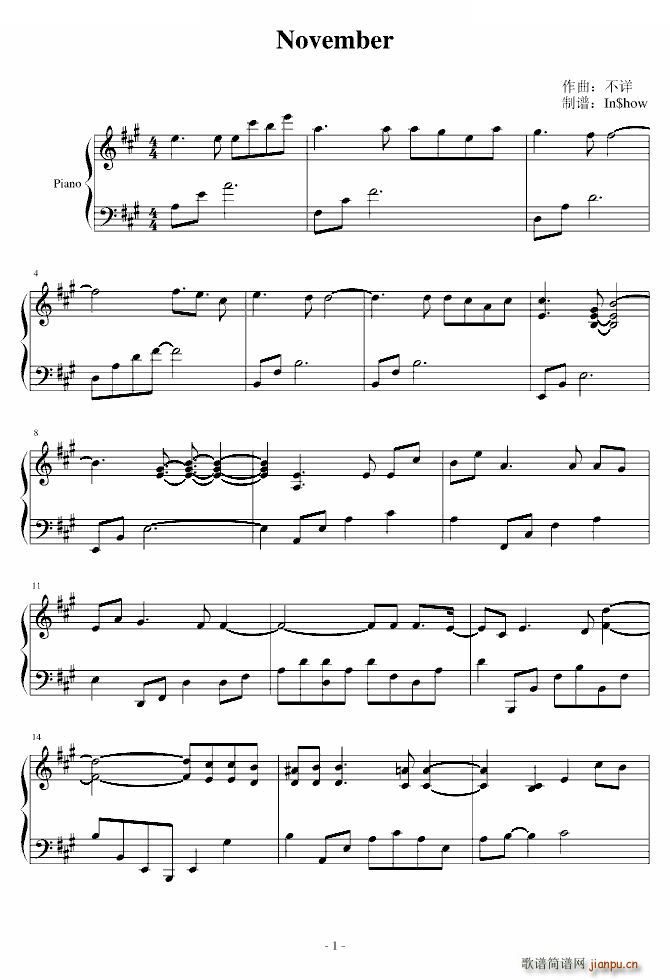 November(钢琴谱)1