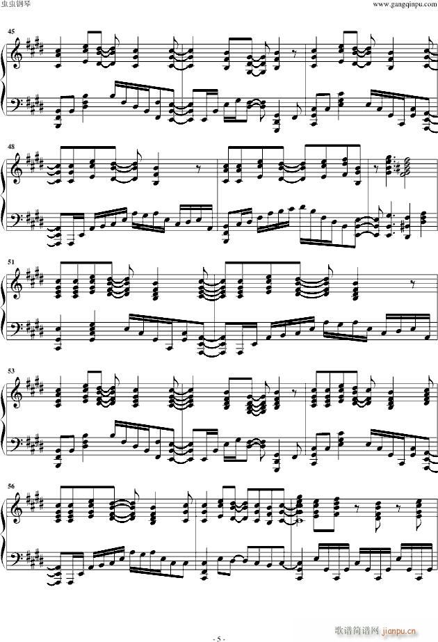 红莲之弓矢 5分钟完整版(钢琴谱)5