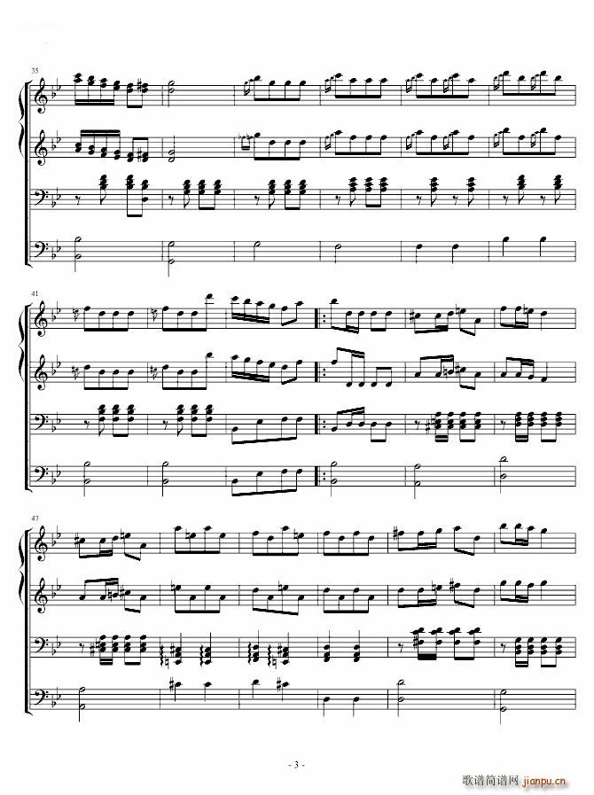 土耳其进行曲 弦乐四重奏(钢琴谱)3