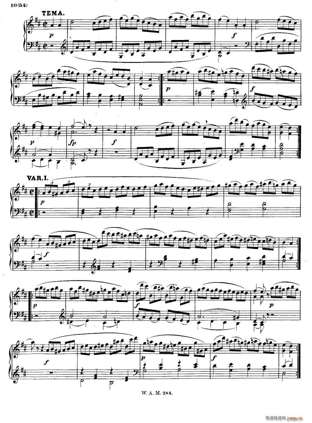 D大调第六钢琴奏鸣曲 KV 284(钢琴谱)9