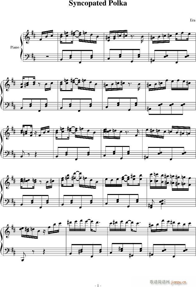 切分音波爾卡(钢琴谱)1