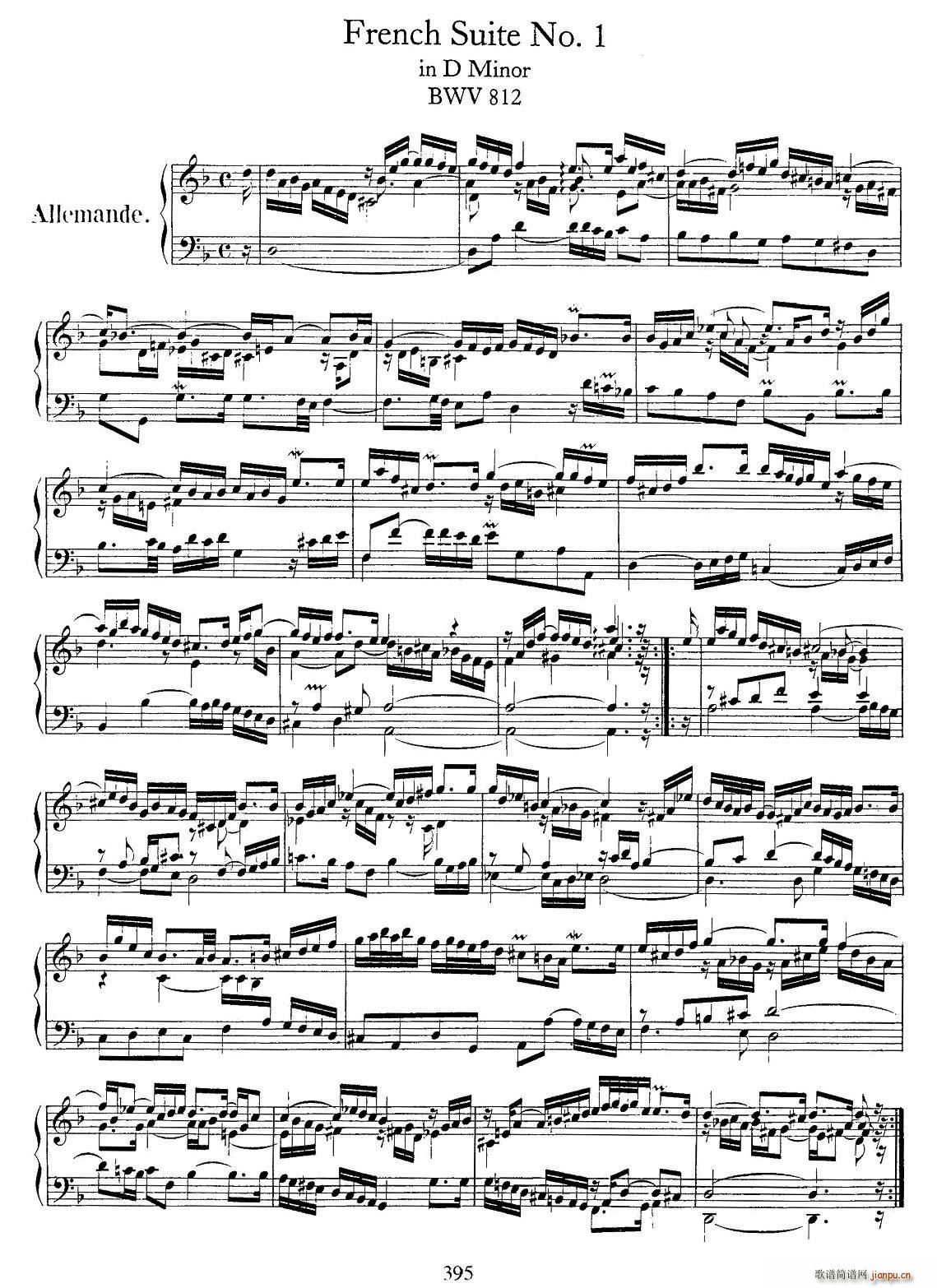 法国组曲之一 d小调(钢琴谱)1