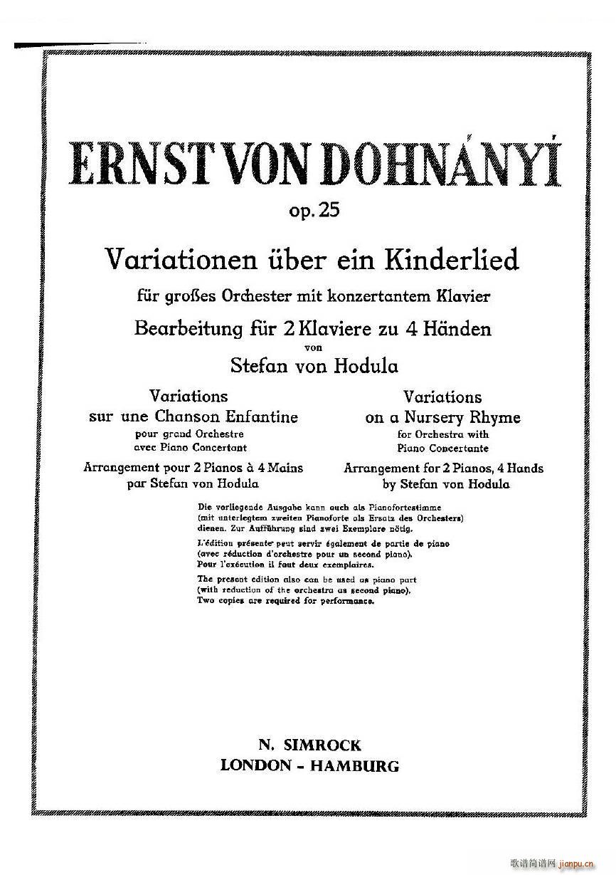 Dohnanyi Variations Nursery Rhyme Op25 一(钢琴谱)1