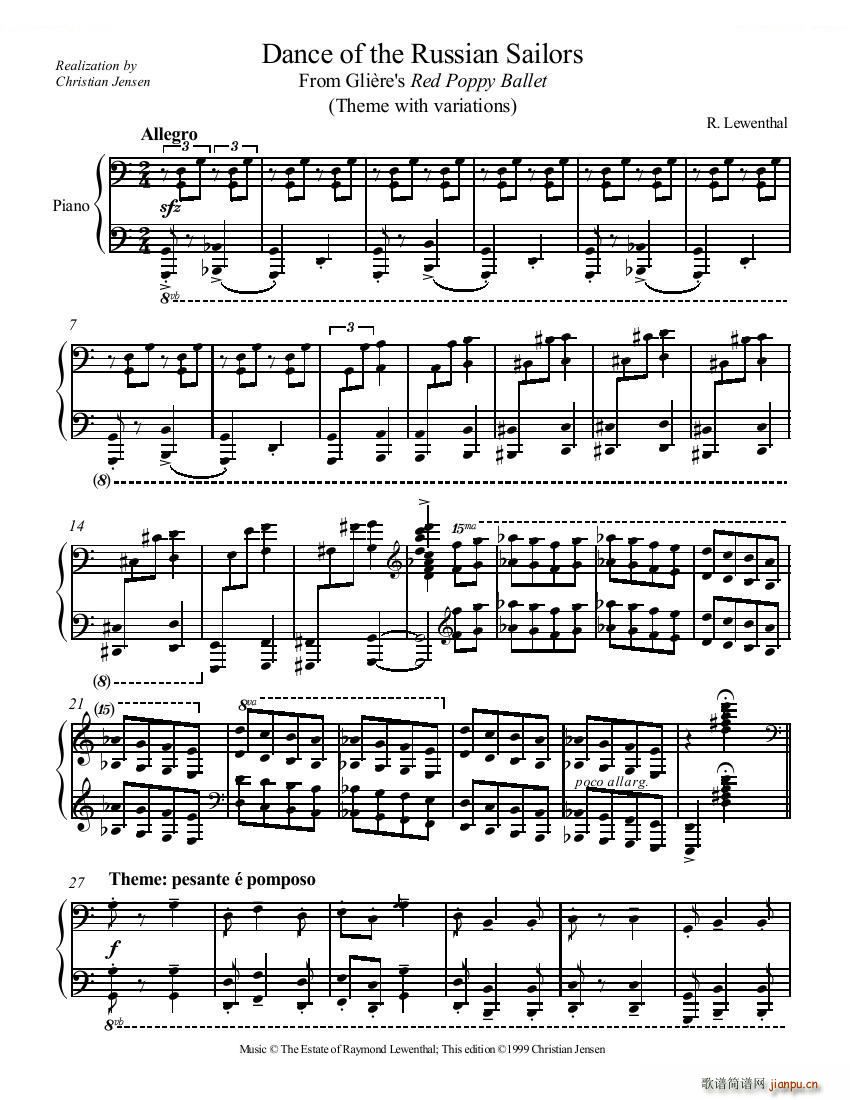GLIERE LEWENTHAL JENSEN Russian Sailor s Dance(钢琴谱)1
