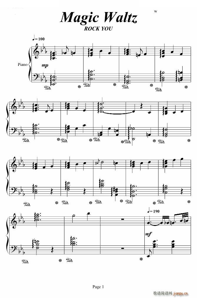 Magic Waltz Waltz 海上钢琴师(钢琴谱)1