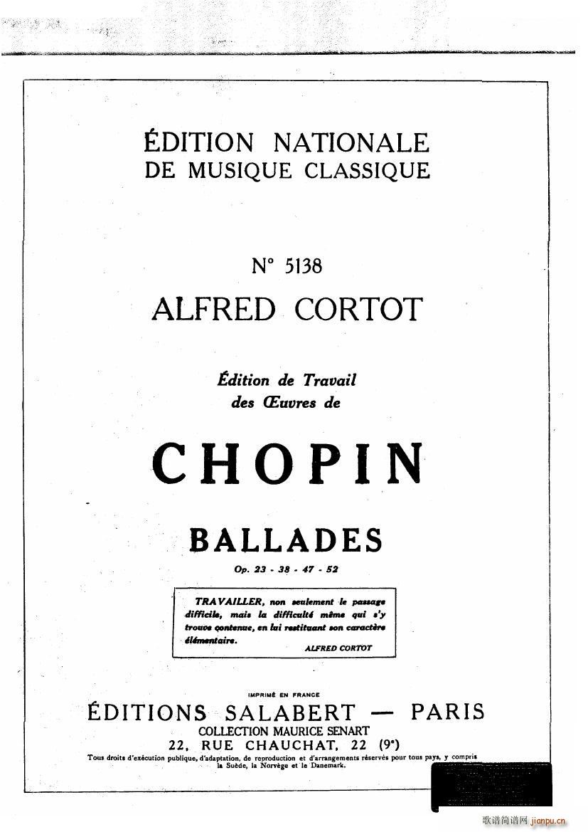 Chopin Cortot 4 Ballades(钢琴谱)1