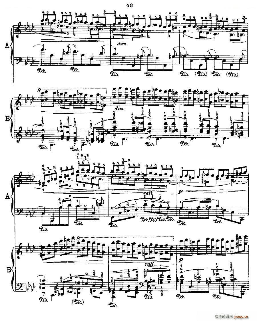 肖邦 练习曲 Fr Chopin Op 25 No2 3(钢琴谱)5