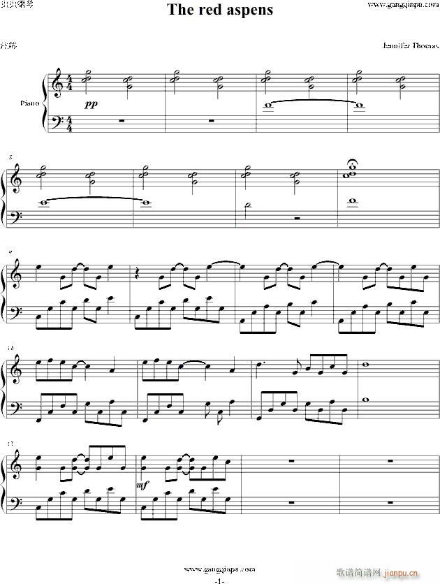 The Red Aspens(钢琴谱)1