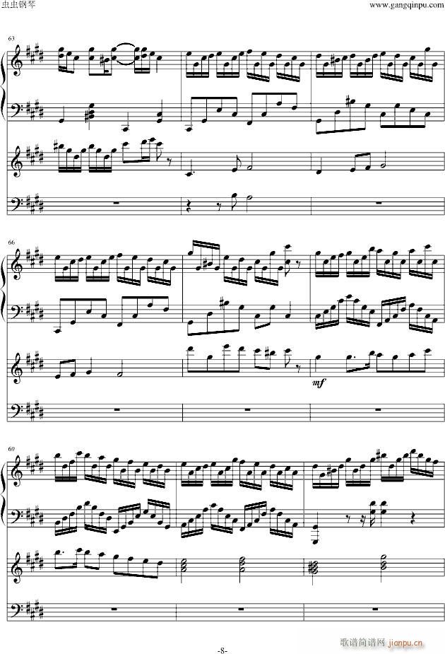 克罗地亚狂想曲 钢琴电子琴无和弦合奏(钢琴谱)8