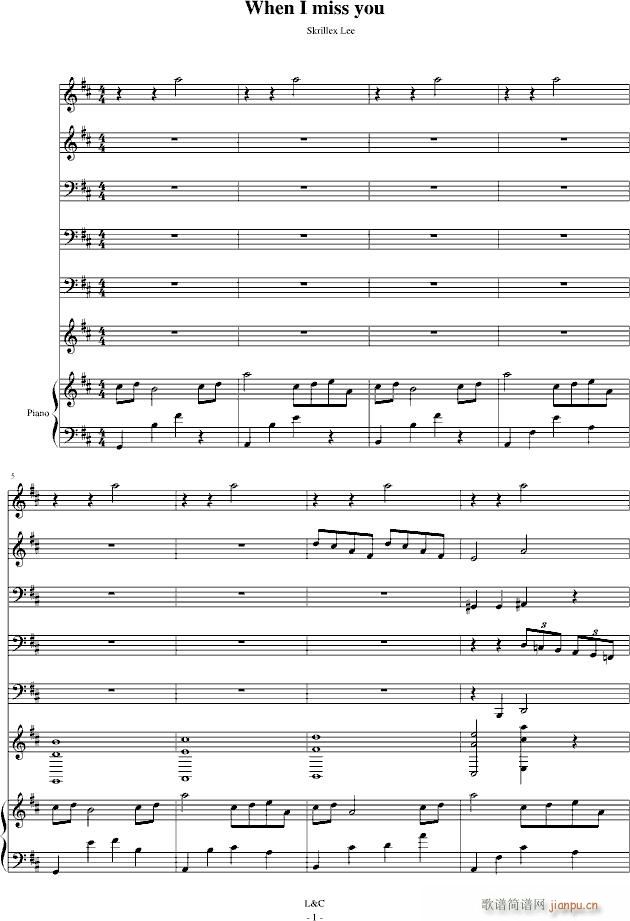 When I Miss You(钢琴谱)1