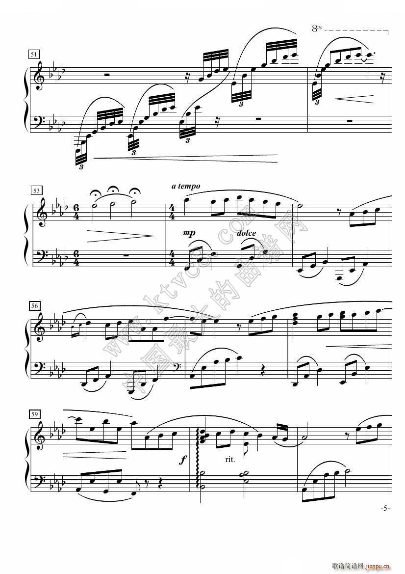 遇见 原调华丽演奏版bA(钢琴谱)5