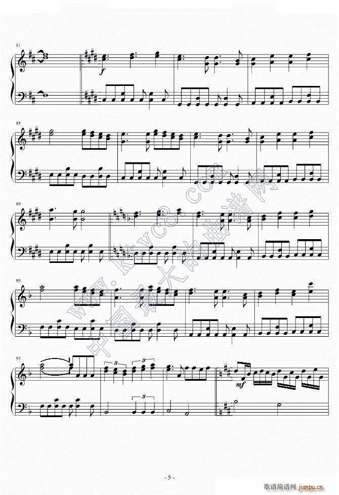 驱魔少年op3 Doubt Trust(钢琴谱)5