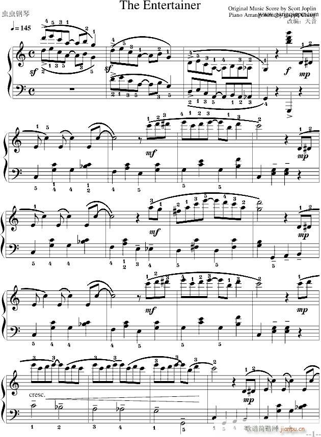 The Entertainer 简易完整版(钢琴谱)1