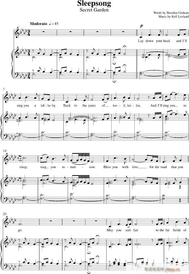 神秘园 Sleepsong(钢琴谱)1