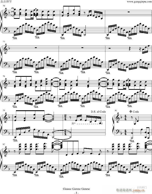 OXRC Gimme Gimme Gimme 吉米吉米吉米(钢琴谱)5