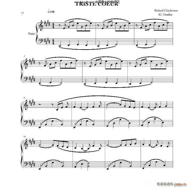 TRISTE COEUR 午后的出发(钢琴谱)1