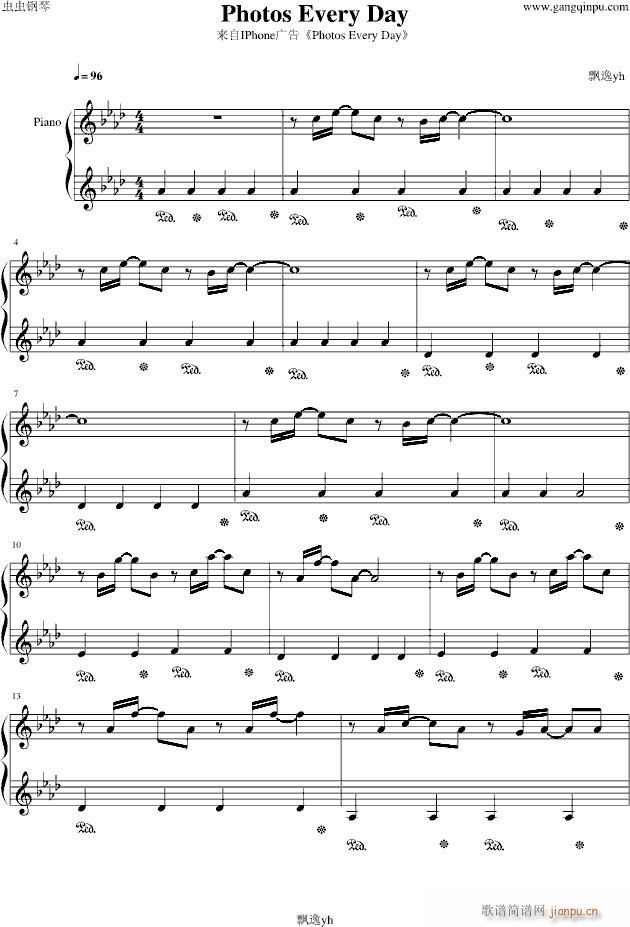 IPhone5 广告背景音乐 Photos Every Day(钢琴谱)1