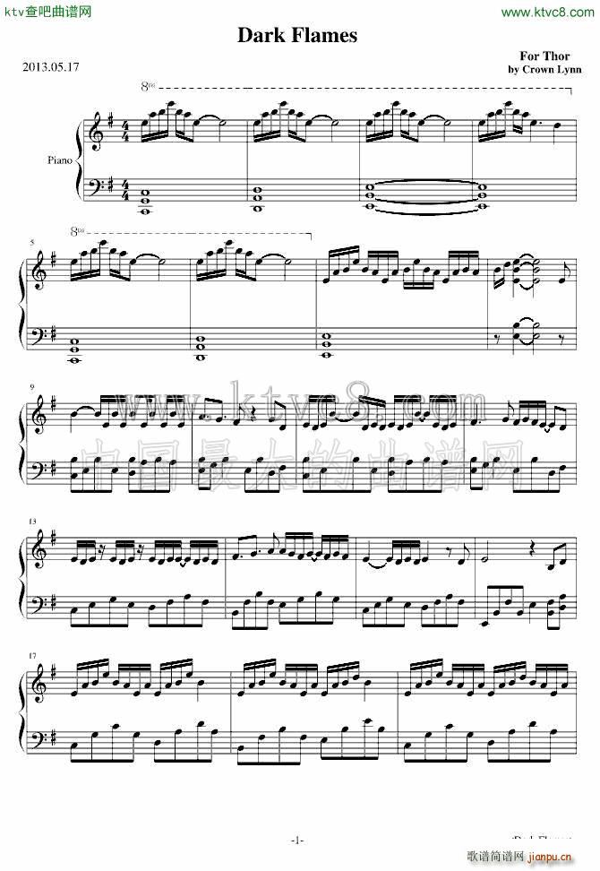 Dark Flames(钢琴谱)1