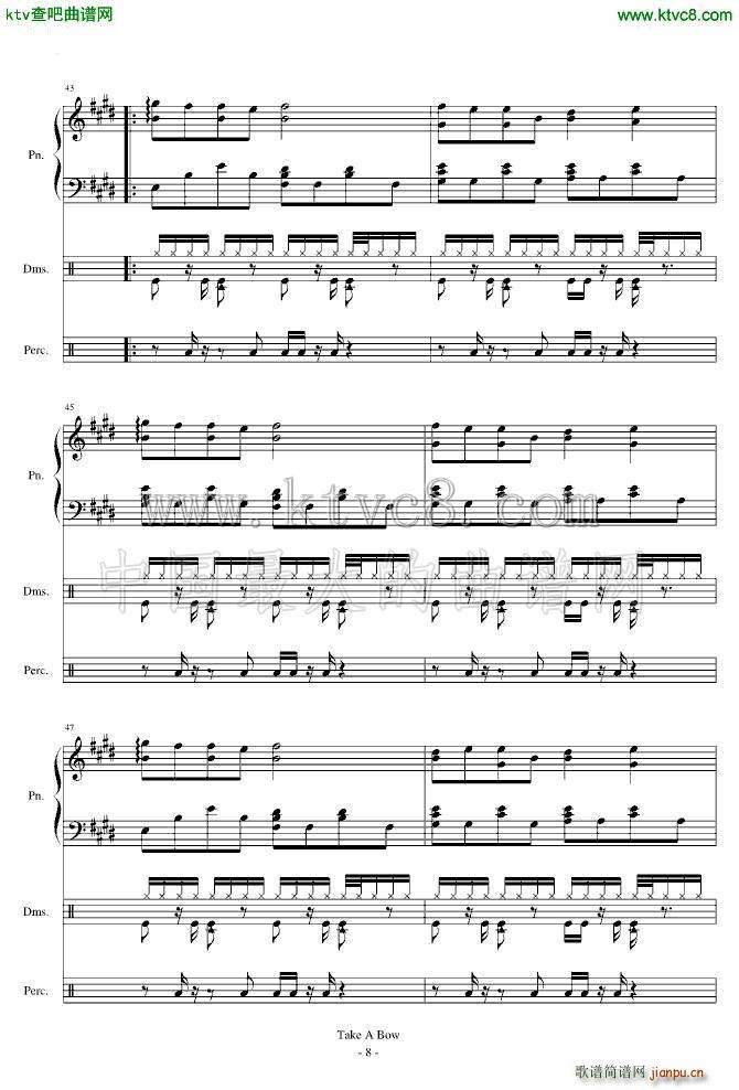 Take a Bow Piano Drums(钢琴谱)8