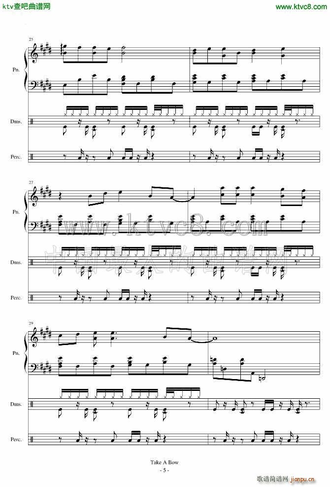 Take a Bow Piano Drums(钢琴谱)5
