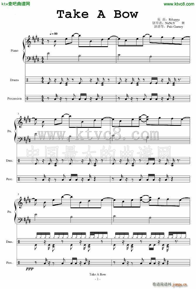 Take a Bow Piano Drums(钢琴谱)1