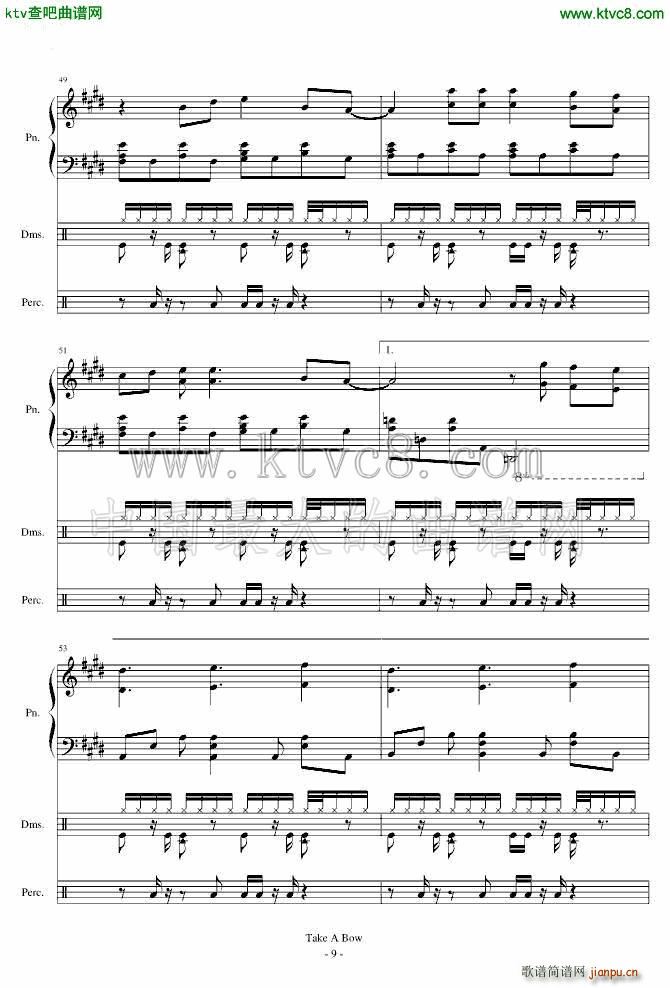 Take a Bow Piano Drums(钢琴谱)9