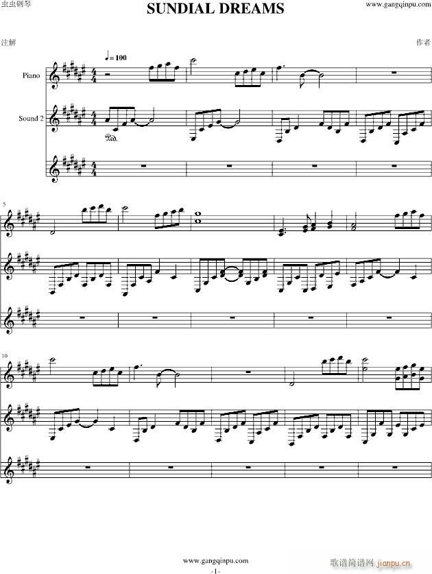 Sundial Dreams 完美版(钢琴谱)1