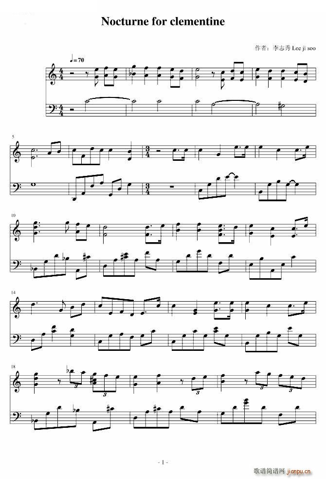 Nocturne for clementine(钢琴谱)1