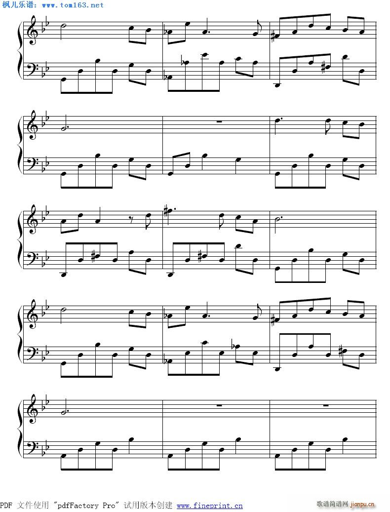 Sparks 蓝色生死恋2 插曲(钢琴谱)6