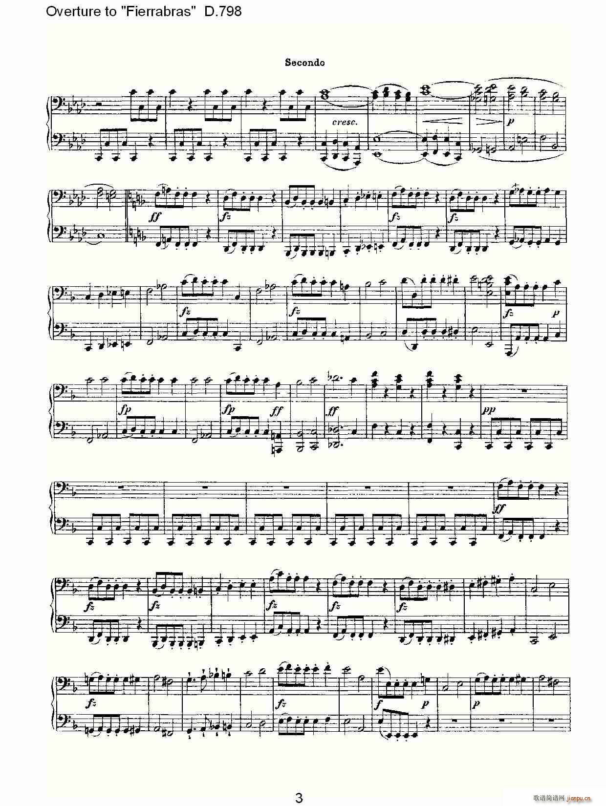 Overture to Fierrabras D 798 Fierrabras 序曲D 798(钢琴谱)3