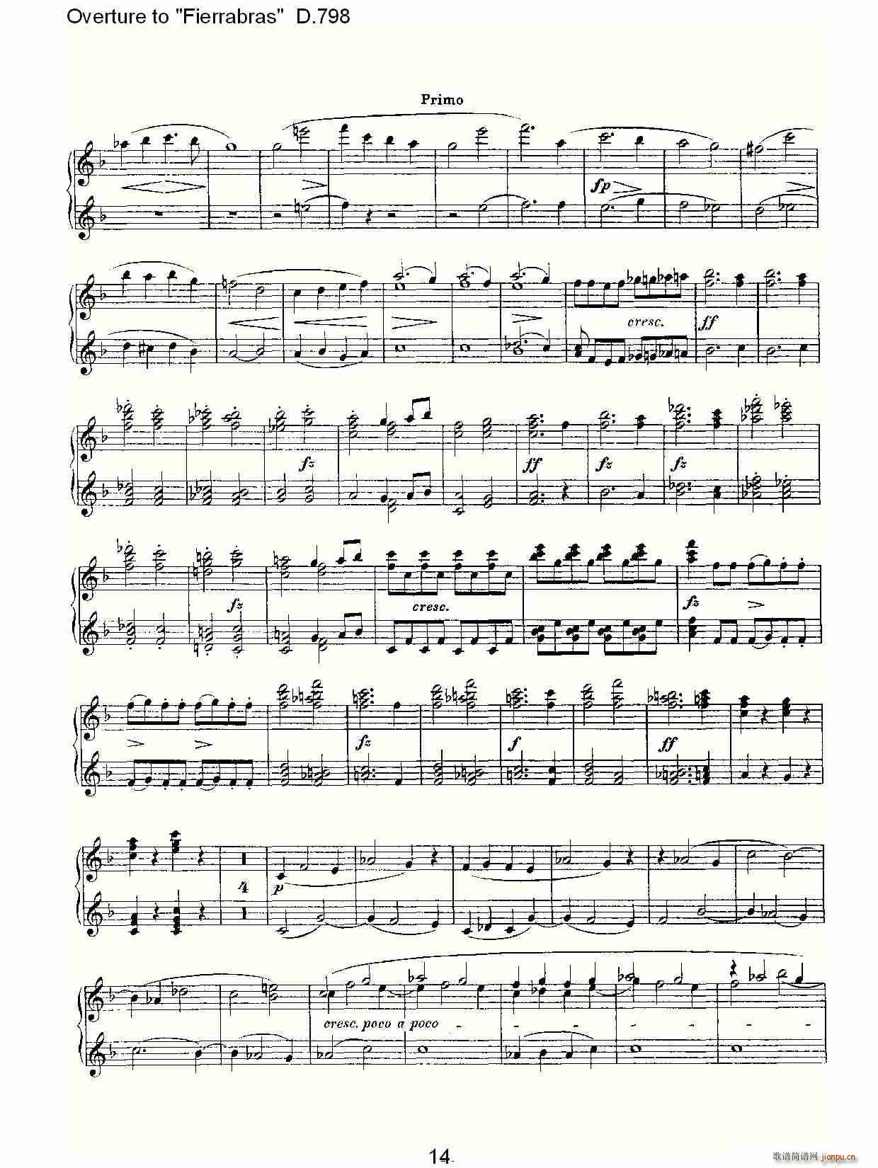 Overture to Fierrabras D 798 Fierrabras 序曲D 798(钢琴谱)14