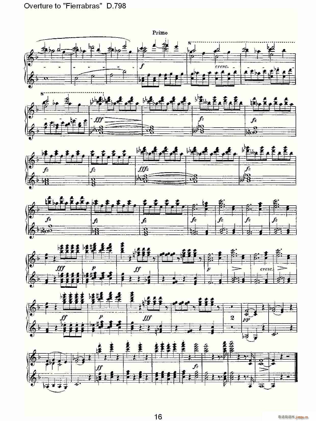 Overture to Fierrabras D 798 Fierrabras 序曲D 798(钢琴谱)16