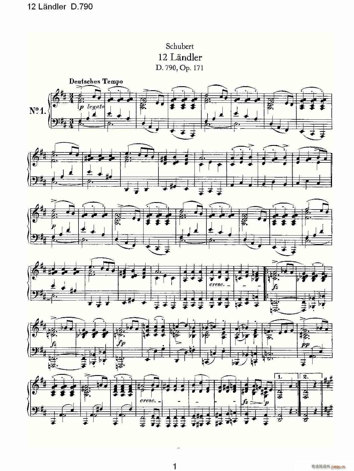 12 L?ndler D 790(钢琴谱)1