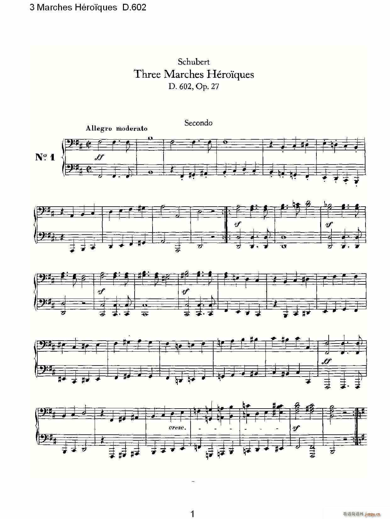 3 Marches Héro?ques D 602 3 进行曲Héro?ques D 602(钢琴谱)1
