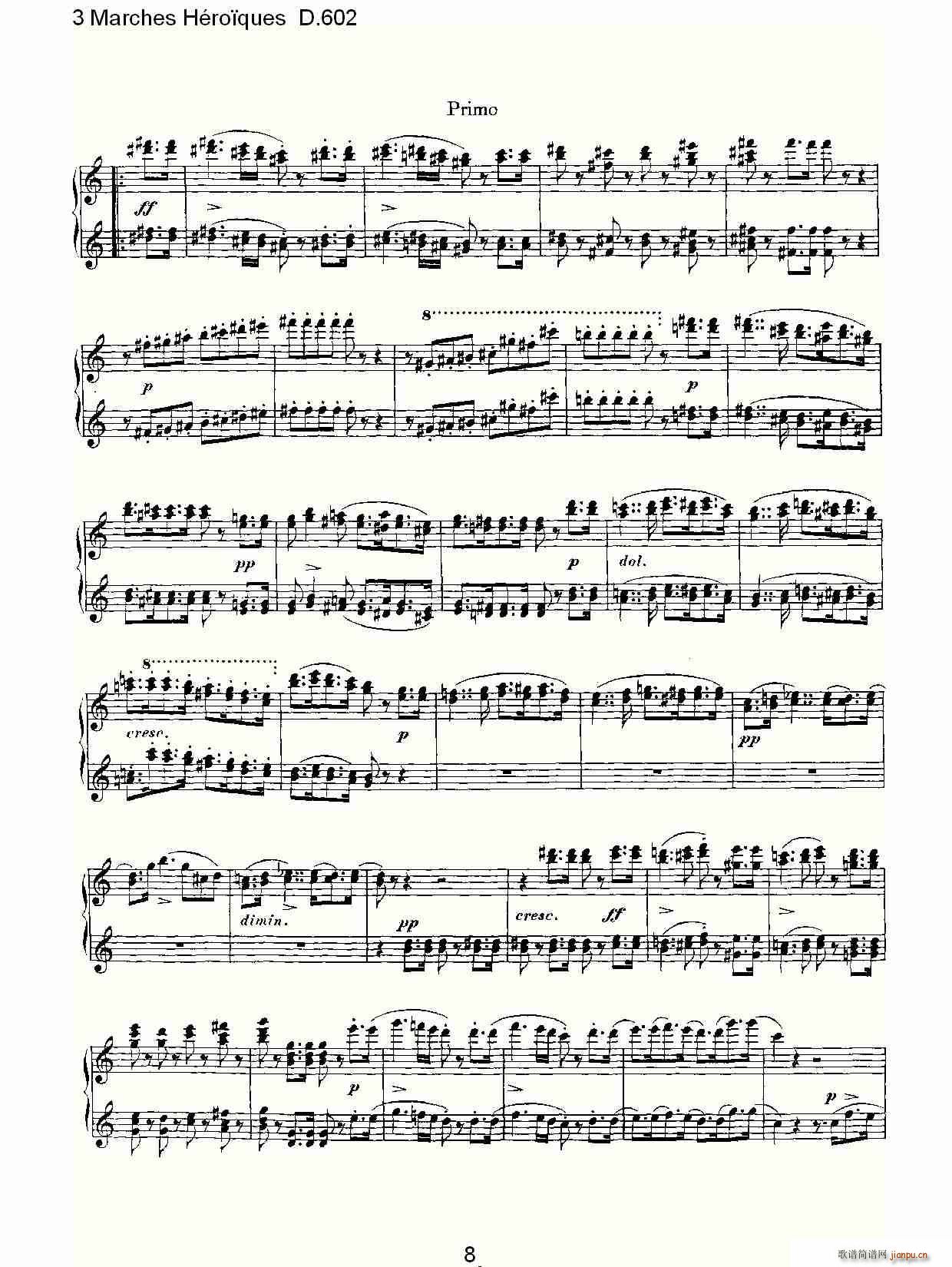 3 Marches Héro?ques D 602 3 进行曲Héro?ques D 602(钢琴谱)8