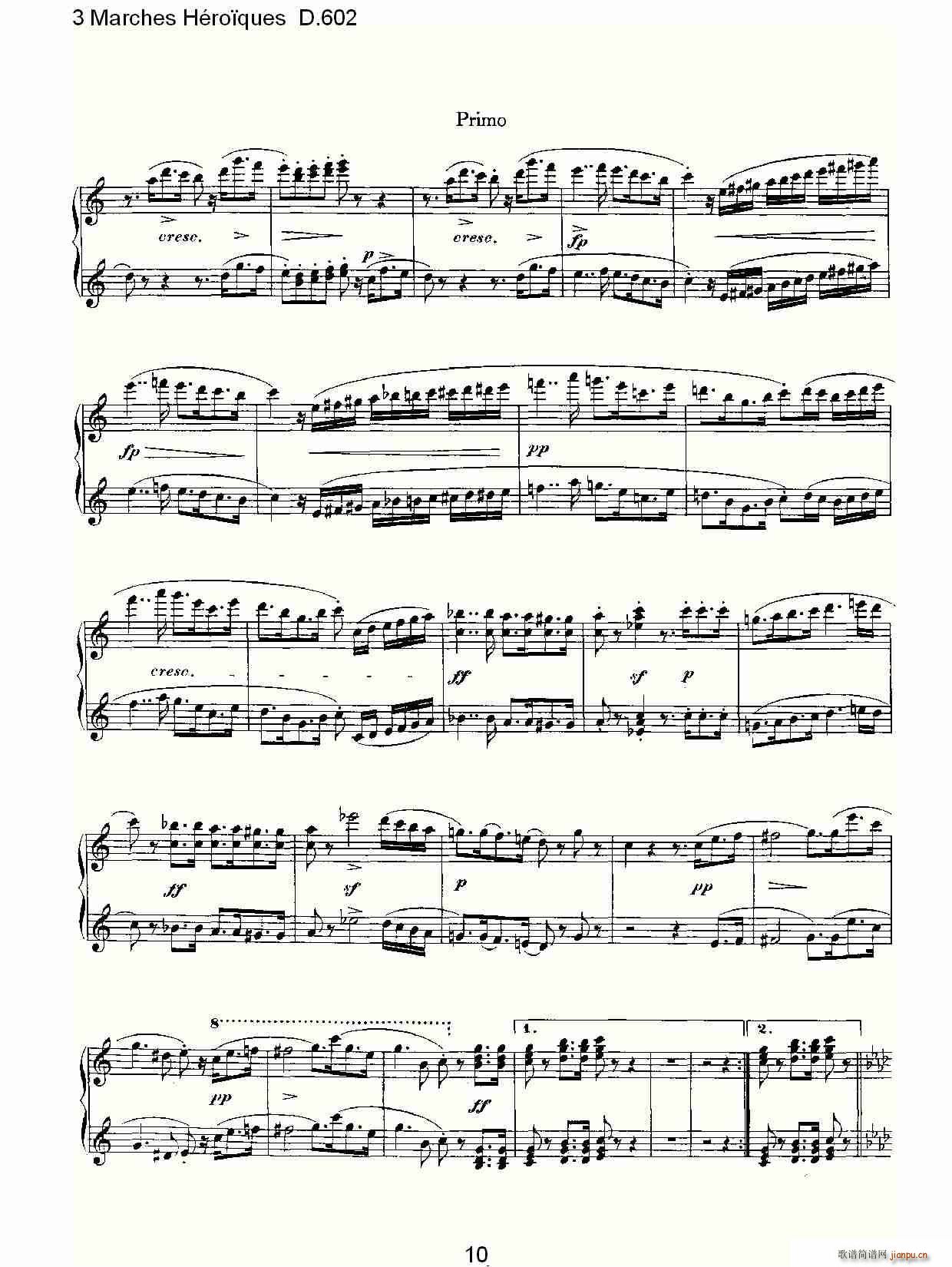 3 Marches Héro?ques D 602 3 进行曲Héro?ques D 602(钢琴谱)10
