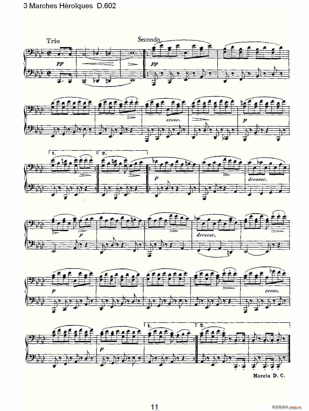 3 Marches Héro?ques D 602 3 进行曲Héro?ques D 602(钢琴谱)11