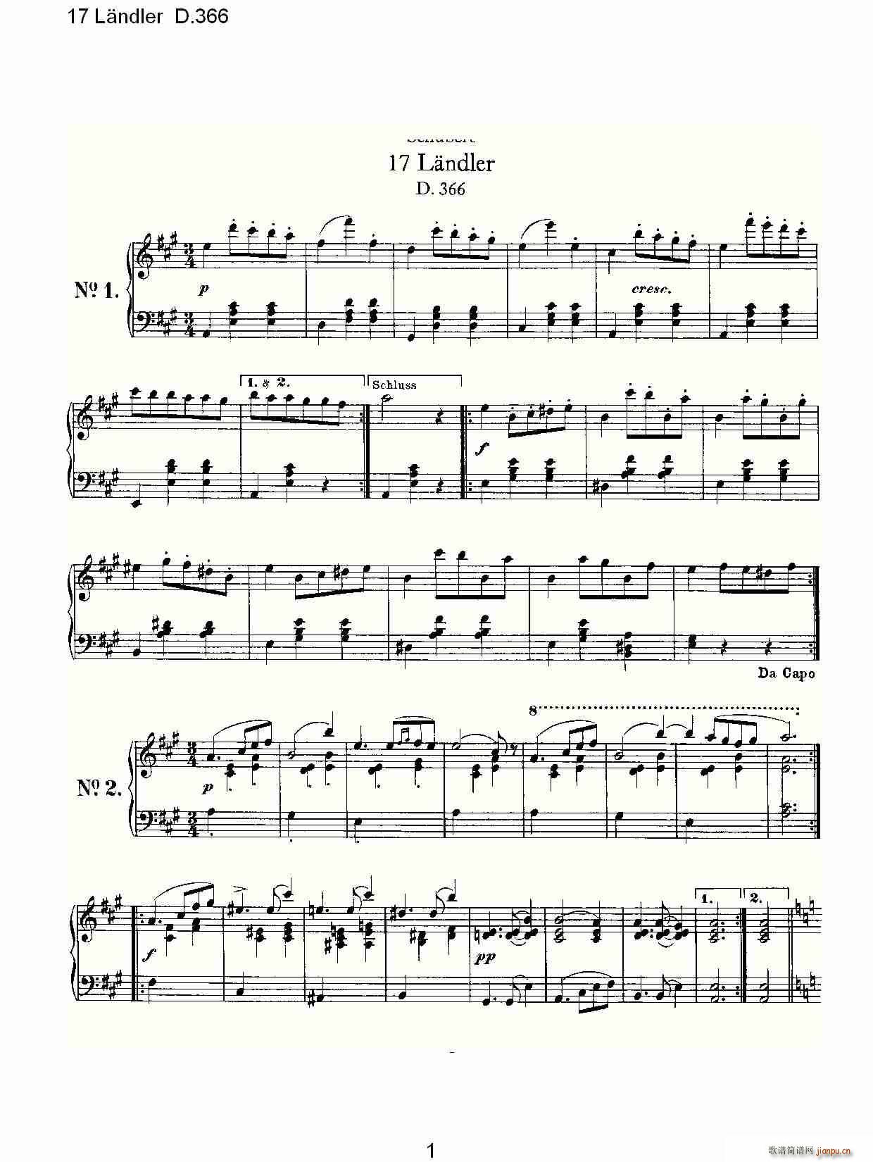 17 L?ndler D 366(钢琴谱)1