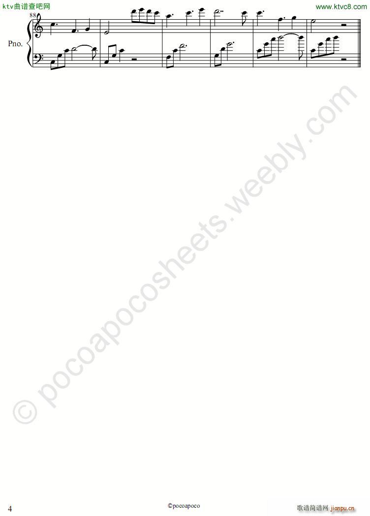 What are words C调(钢琴谱)3