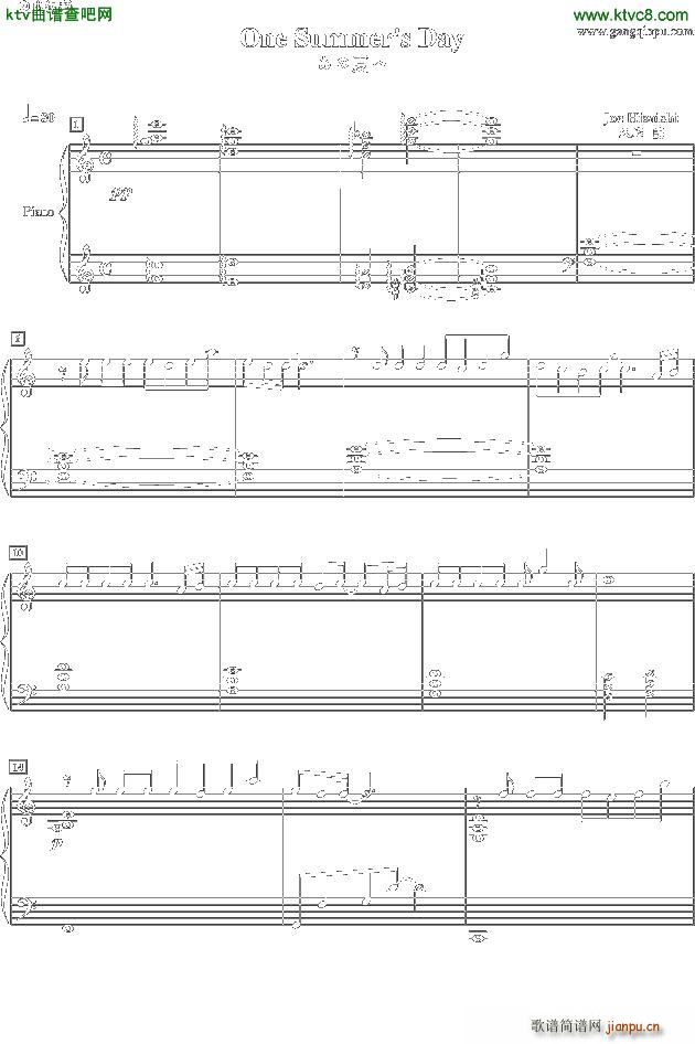 One Summer s Day Original Version in Concert C调(钢琴谱)1