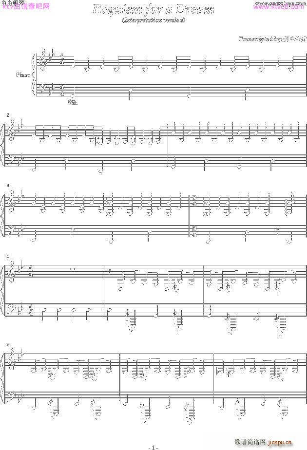 Requiem for a Dream Bb调(钢琴谱)1