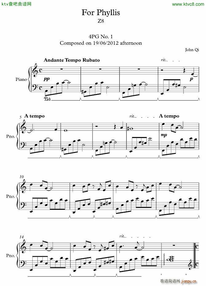 Z8 For Phyllis 4PG Nos 1 3(钢琴谱)1