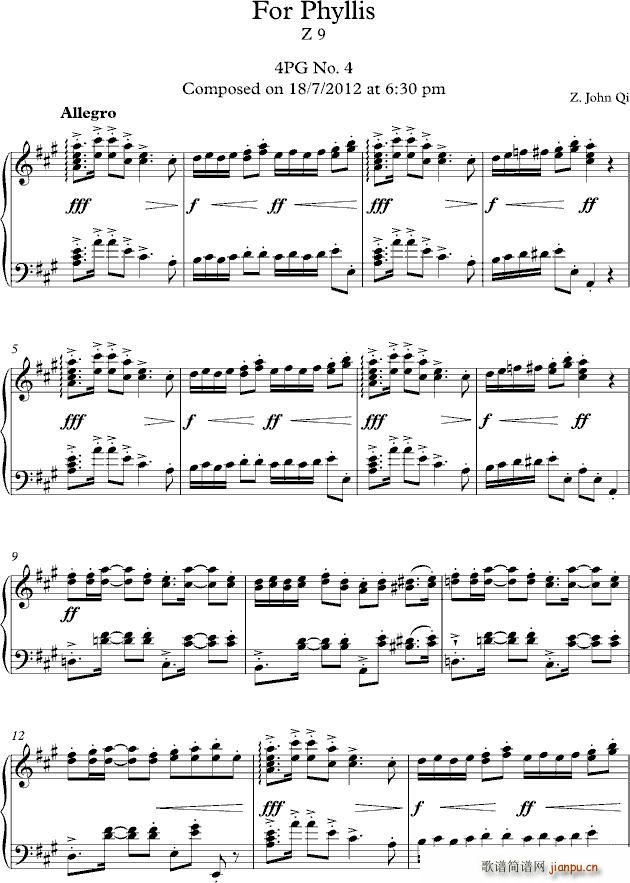 Z9 For Phyllis 4PG No 4(钢琴谱)1