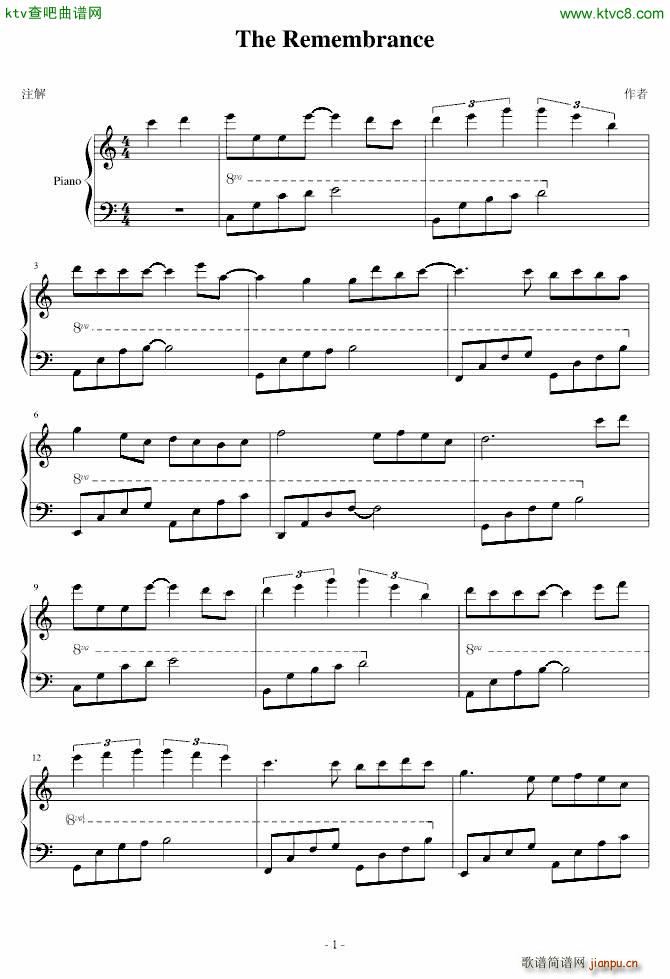 The Remembrance(钢琴谱)1