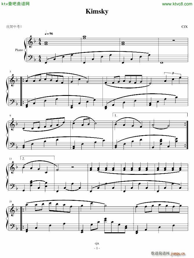 KIMSKY(钢琴谱)1