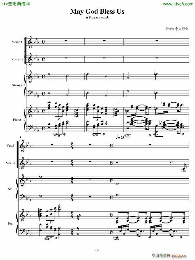 H18 May God Bless Us(钢琴谱)1