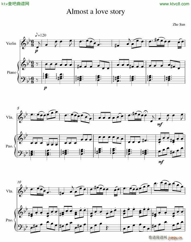 almost a love story(钢琴谱)1