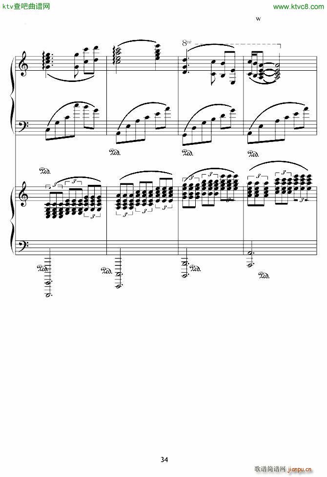 X战记插曲 宿命 双钢琴版(钢琴谱)34