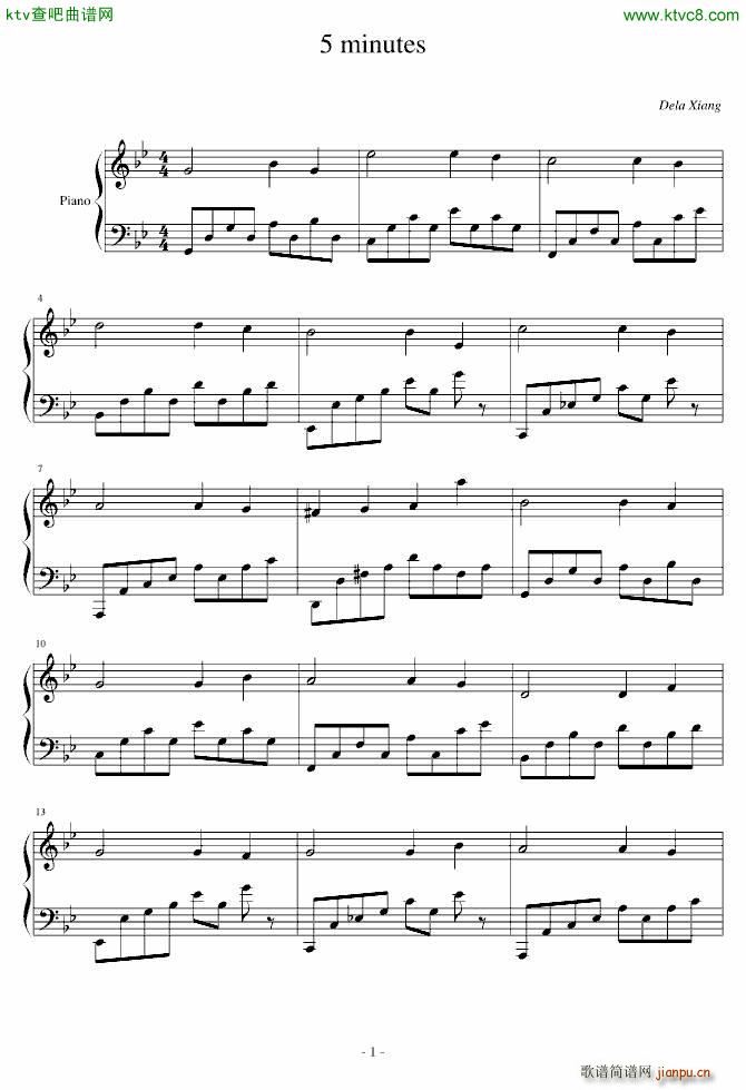 5 minutes(钢琴谱)1